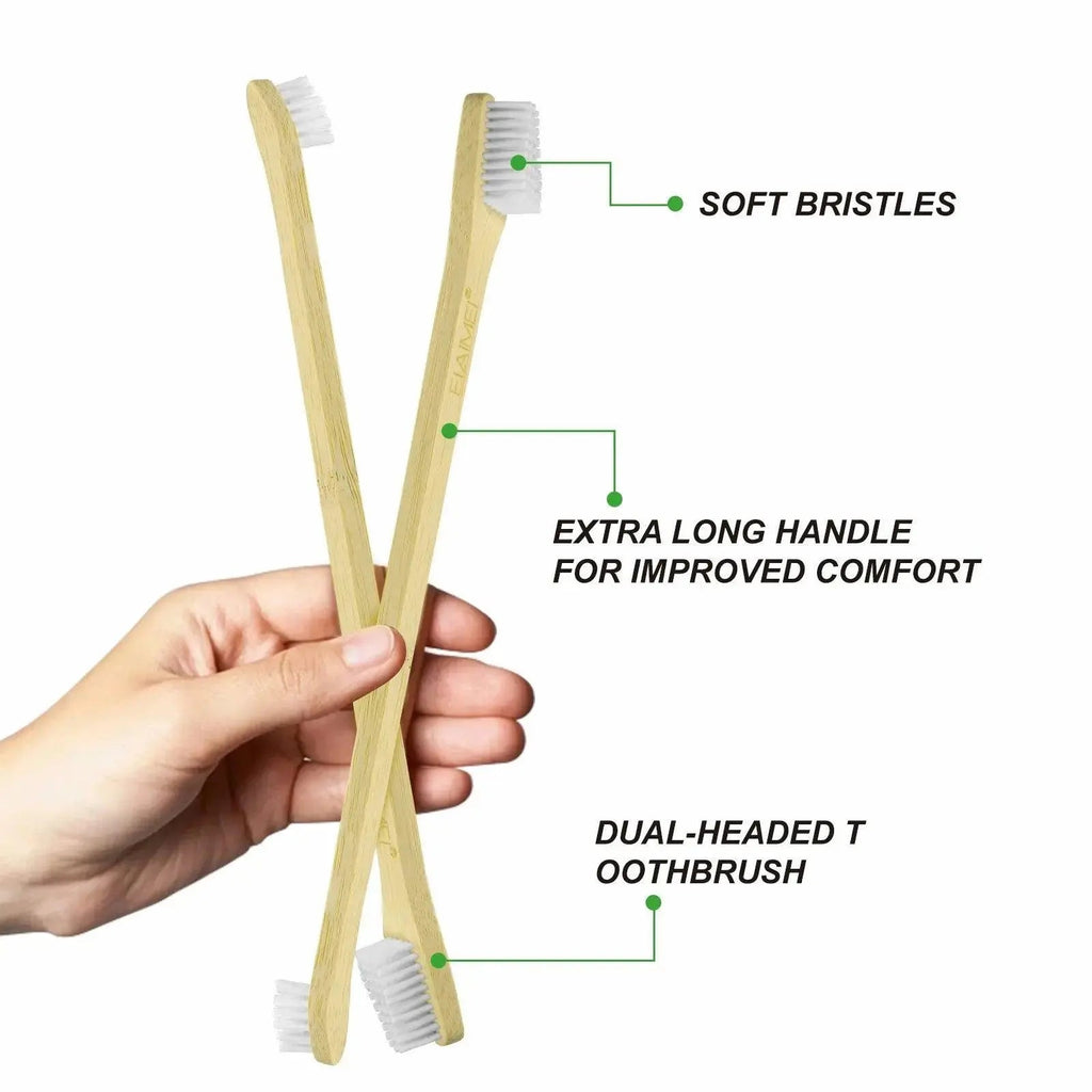 ELAIMEI Bamboo Pet Toothbrush Set
