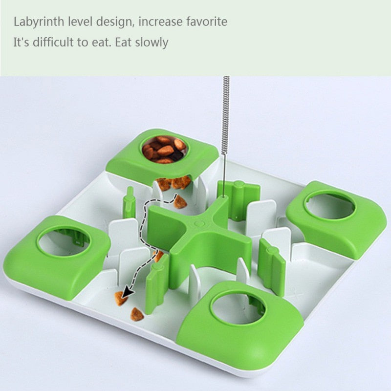 Pet Cat Toys Puzzle Game Toy for Cats And Dogs Treat Dispenser Spring Feather Wand Fun Maze Feeder Training Cat toy